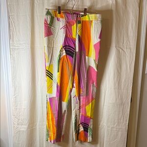 Dana Buchman Colorblock Abstract Print Pants - Pink, Green, Yellow
